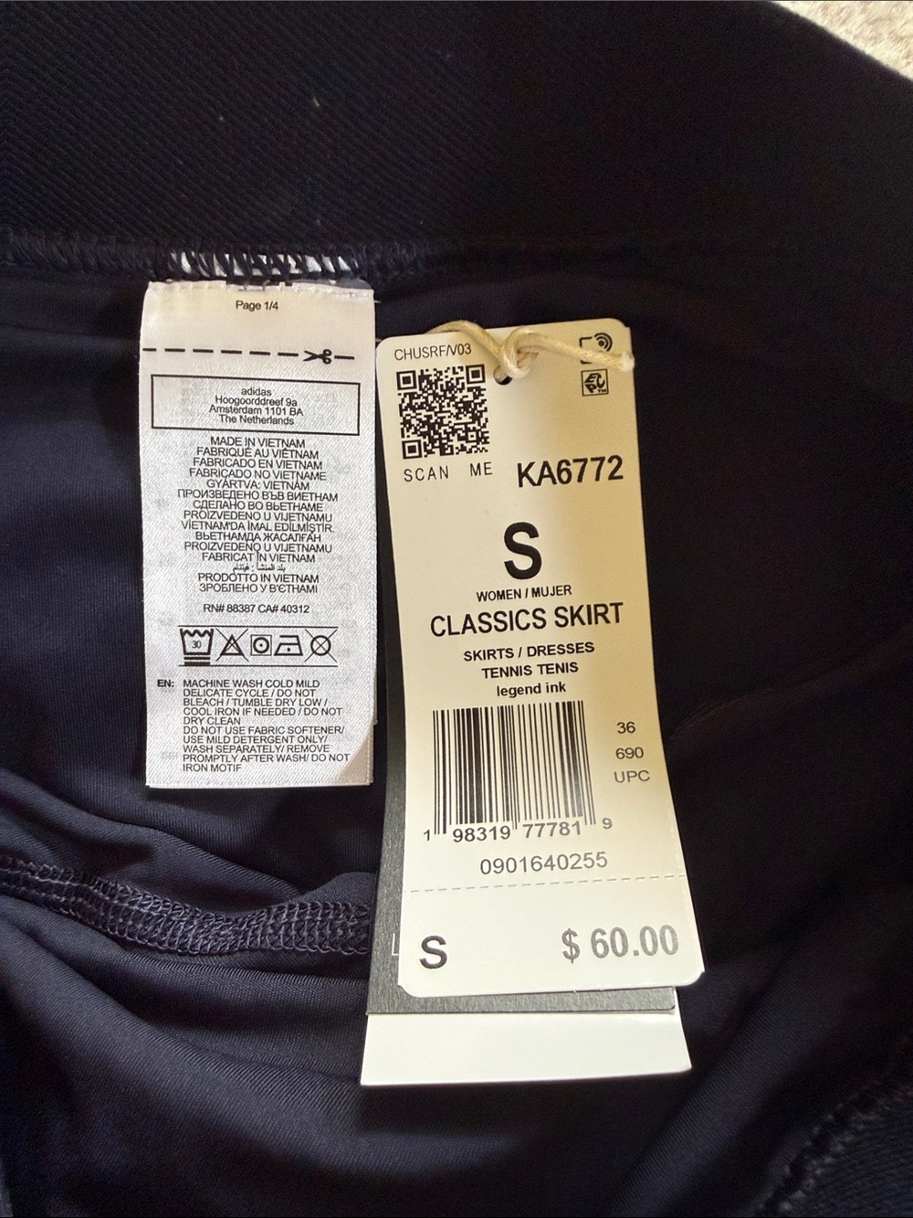 NWT adidas Navy Pleated Skater Tennis Skort - Small - Picture 2 of 4